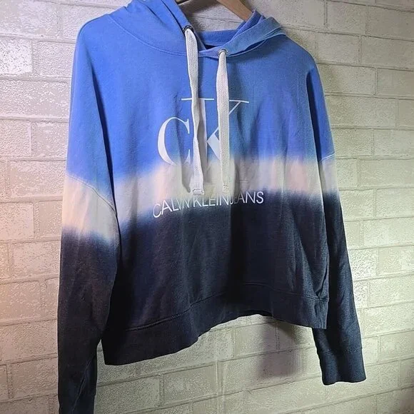 2 Calvin Klein Women Tie Dye Block Monogram Logo Cropped Hoodies Size XL & XXL - Picture 4 of 14